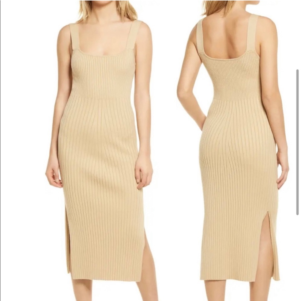WAYF Gillian ribbed knit pullover stretch tank sleeveless midi sweater dress